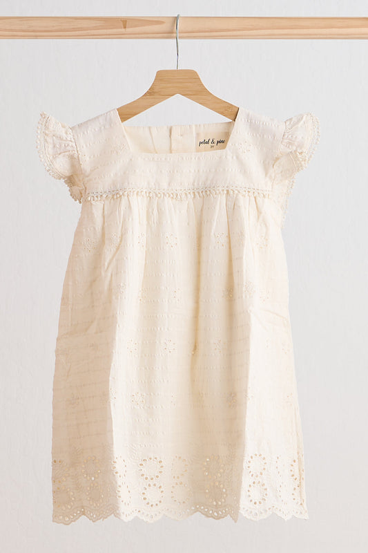 White lace flutter sleeve girl dress - Ella Jane Lifestyle Boutique
