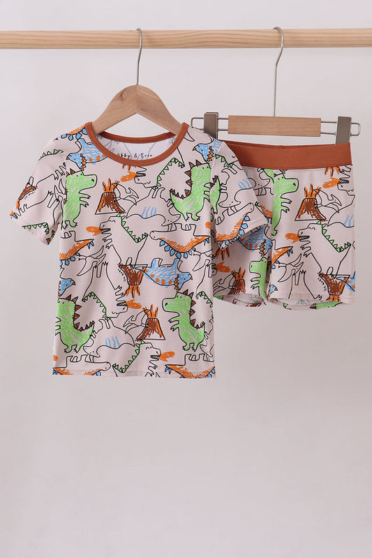 Conjunto de pijama de dinosaurio de bambú