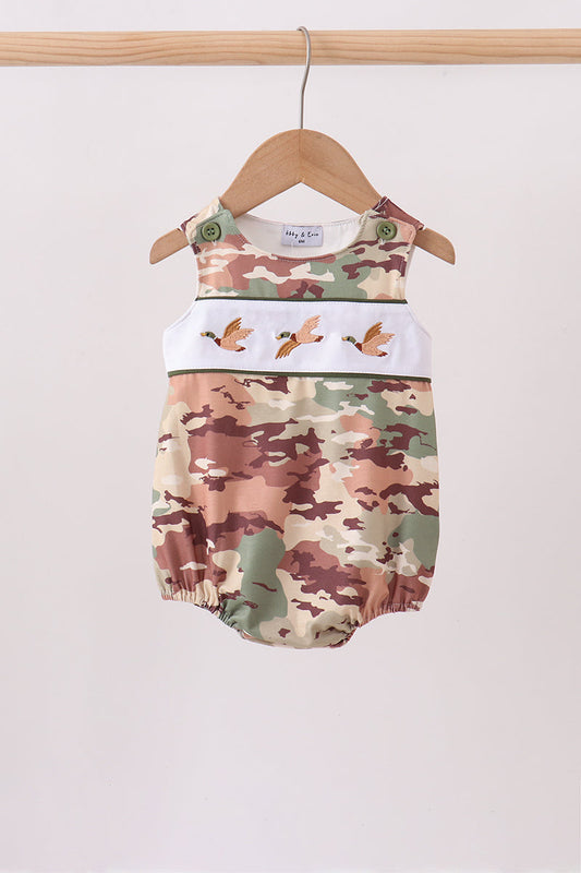 Duck Camo Embroidered Knit Baby Boy Bubble