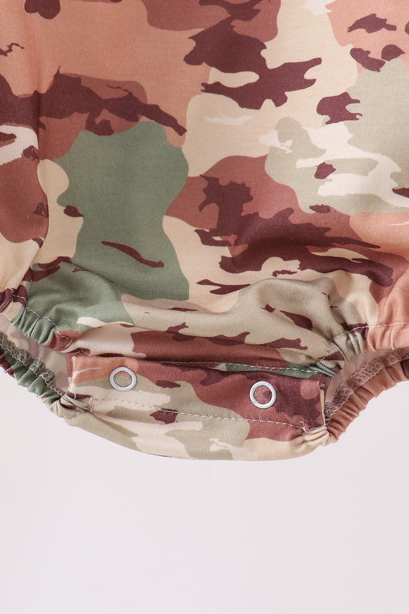 Duck Camo Embroidered Knit Baby Boy Bubble