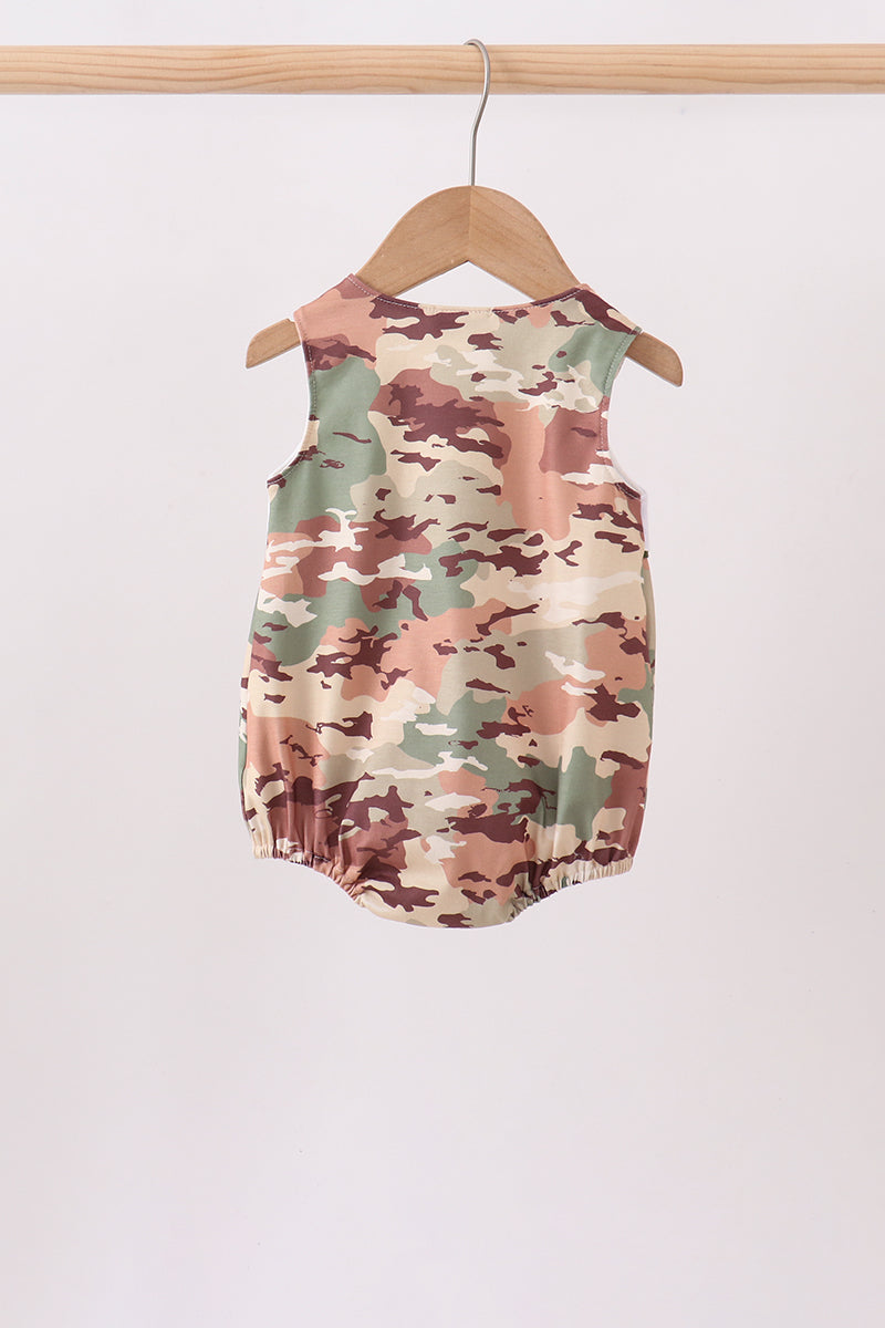 Duck Camo Embroidered Knit Baby Boy Bubble