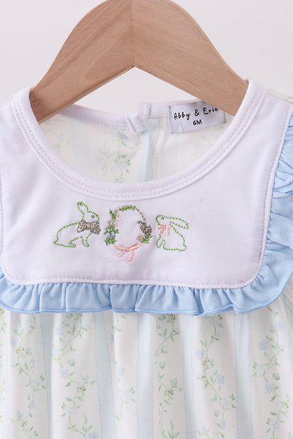 Floral bunny embroidery ruffle baby bubble