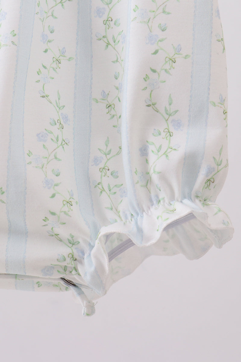 Floral bunny embroidery ruffle baby bubble