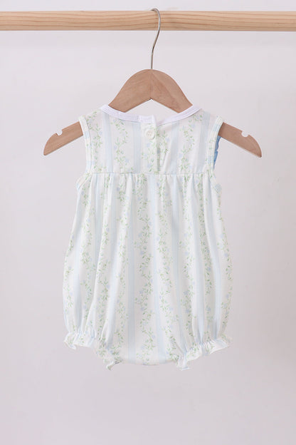 Floral bunny embroidery ruffle baby bubble