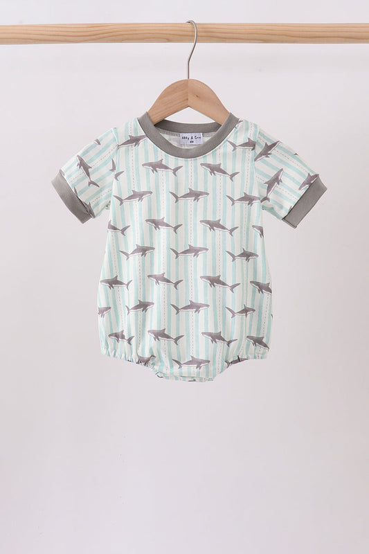 Gray Shark Knit Baby Boy Bubble