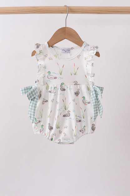 Green Duck Knit Baby Girl Bubble
