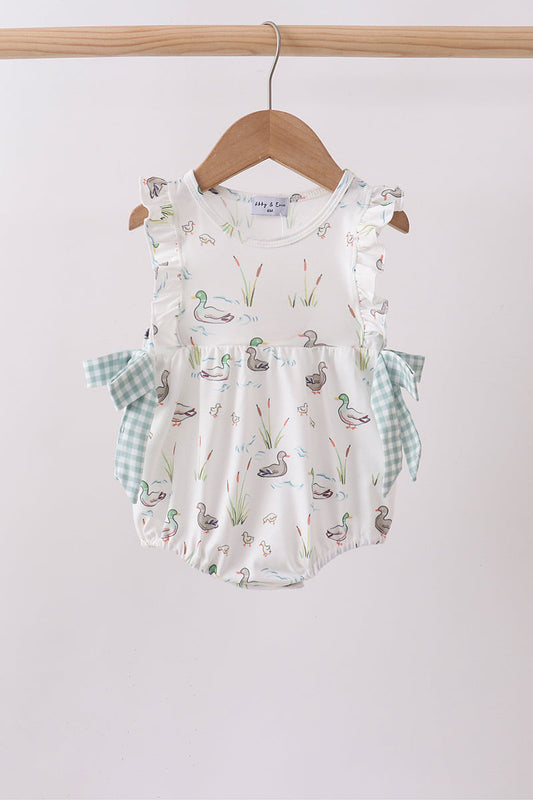 Green Duck Knit Baby Girl Bubble