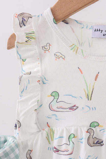 Green Duck Knit Baby Girl Bubble