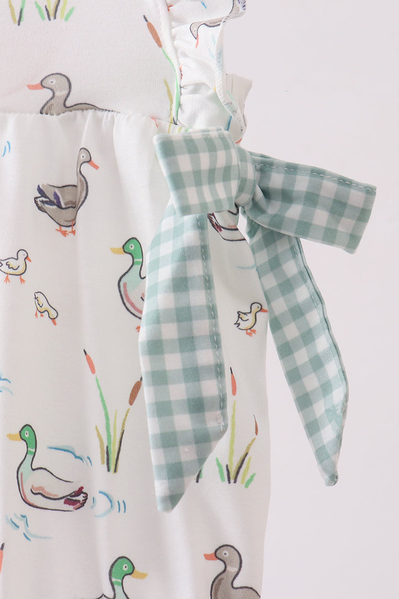 Green Duck Knit Baby Girl Bubble