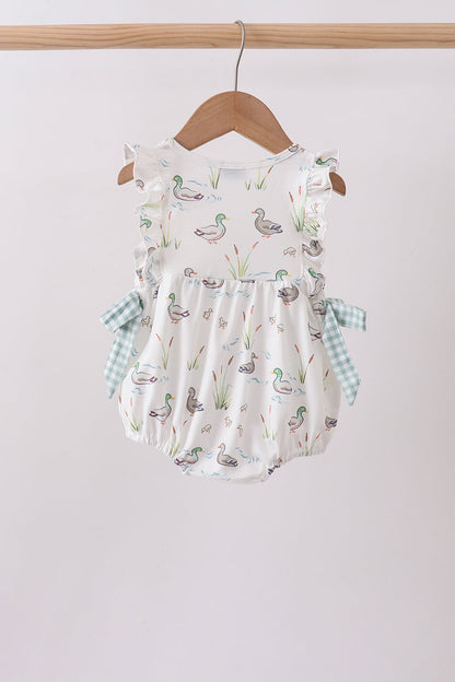 Green Duck Knit Baby Girl Bubble