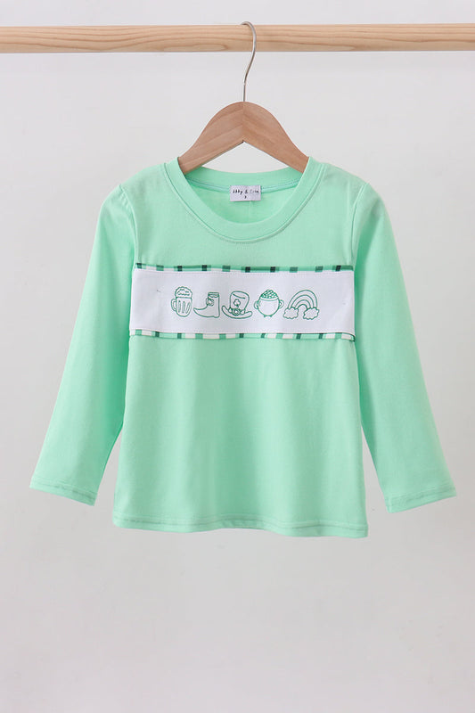 Green St. Patrick’s boy parade embroidery top