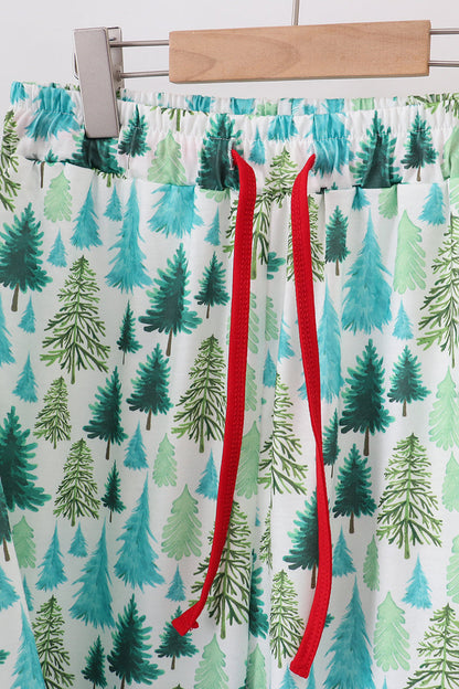Conjunto de pijama y pantalón para papá con estampado de árbol de Navidad verde