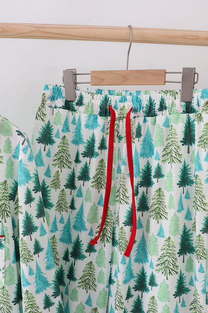 Conjunto de pijama y pantalón para papá con estampado de árbol de Navidad verde