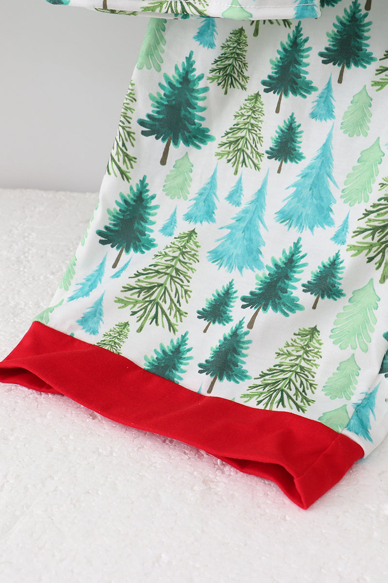 Conjunto de pijama y pantalón para papá con estampado de árbol de Navidad verde