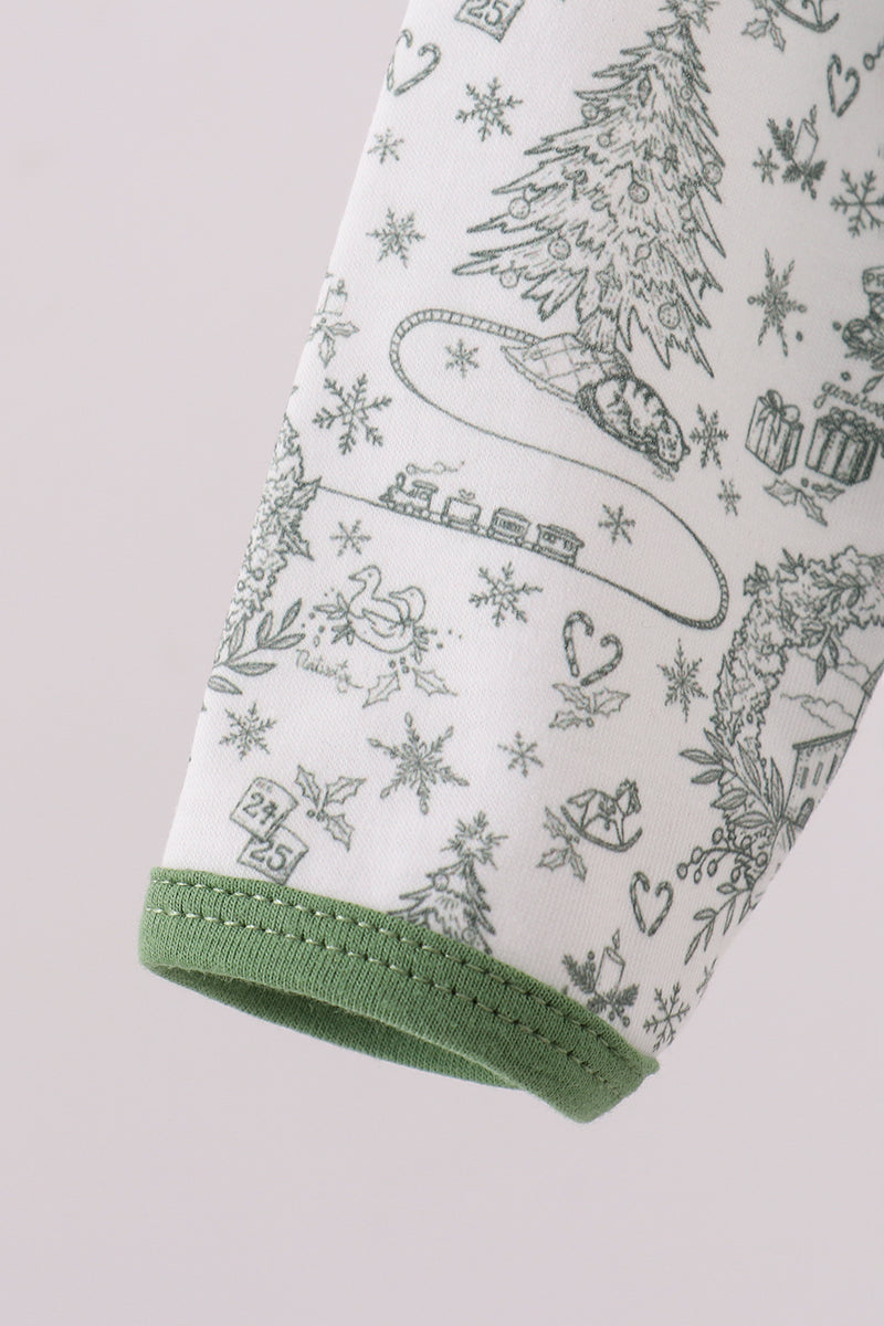 Green christmas tree print infant gown