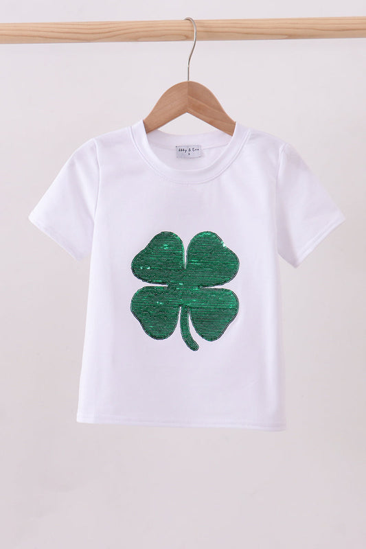 Green clover kid's glitter top