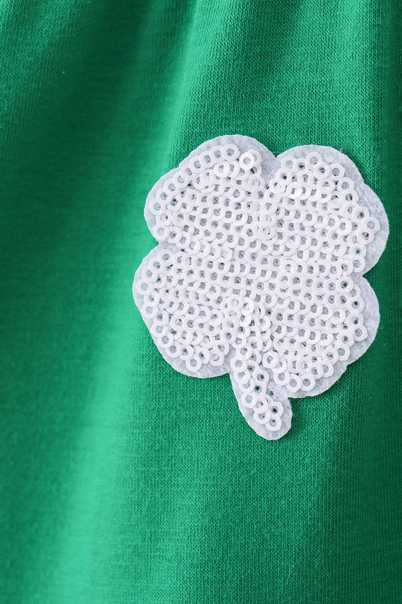Green clover sequin ruffle girl's dress