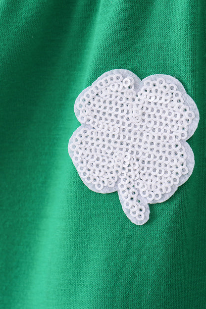 Green clover sequin ruffle girl's dress
