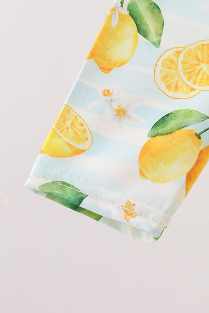 Lemon Print Ruffle Rashguard for Girls