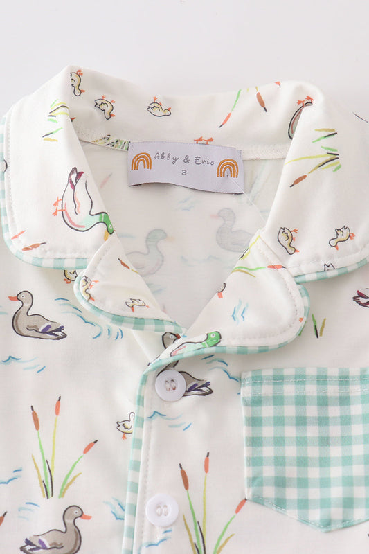 Conjunto de pijama de niña con diseño de pato salvia