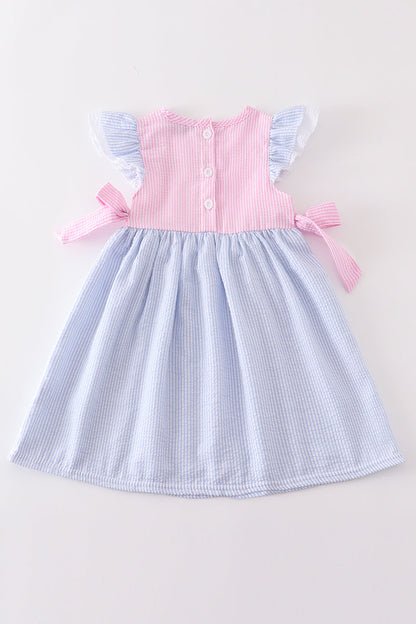 Pink stripe seersucker dress