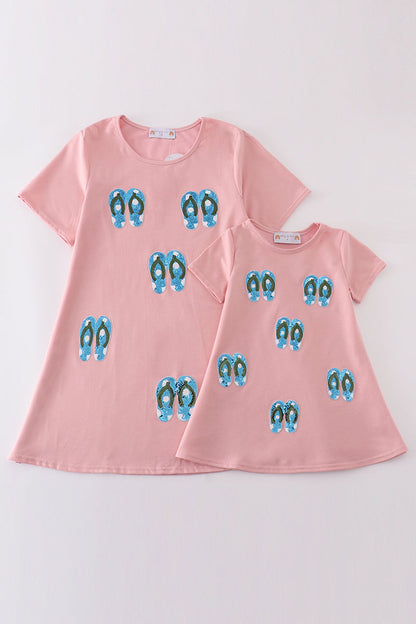 Teal slipper sequin mom&me dress - Ella Jane Lifestyle Boutique