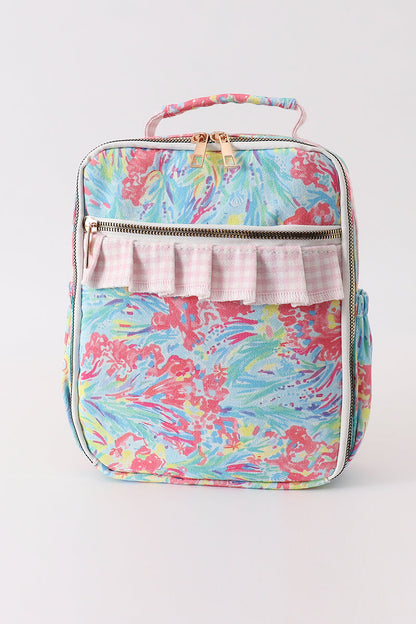 Green floral ruffle lunch bag - Ella Jane Lifestyle Boutique