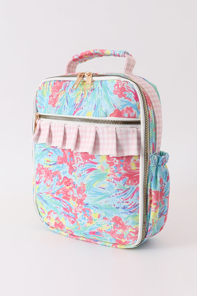 Green floral ruffle lunch bag - Ella Jane Lifestyle Boutique