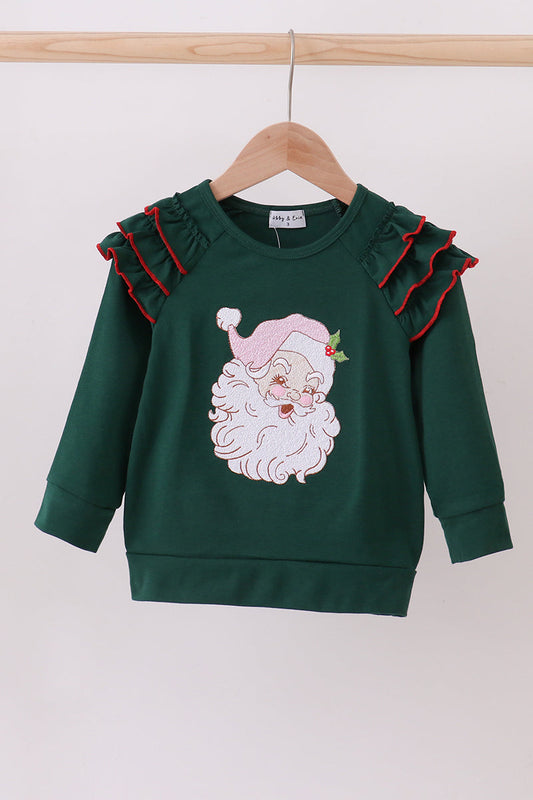 Forest Santa Claus Applique Ruffle Top