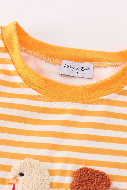 Yellow stripe thanksgiving turkey french knot boy top - Ella Jane Lifestyle Boutique