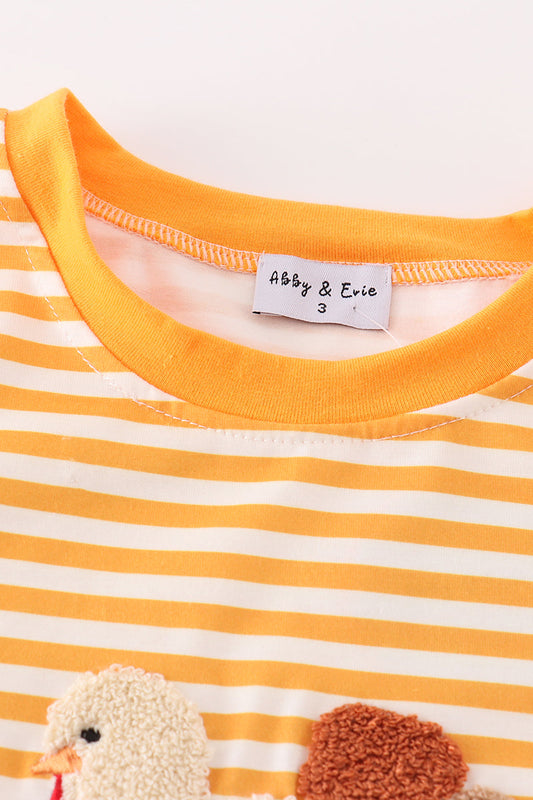 Yellow stripe thanksgiving turkey french knot boy top - Ella Jane Lifestyle Boutique