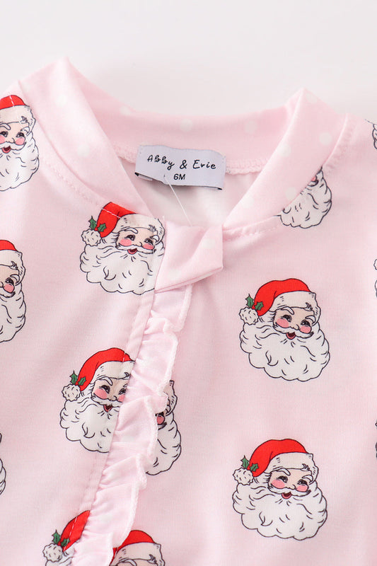Pink christmas santa claus zipper girl romper - Ella Jane Lifestyle Boutique