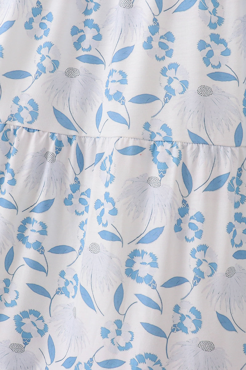 Blue Porcelain Petals print smocked mom&me dress - Ella Jane Lifestyle Boutique
