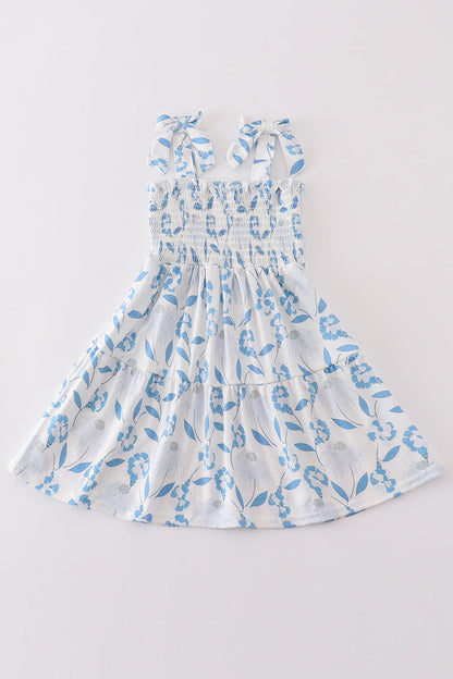 Blue Porcelain Petals print smocked mom&me dress - Ella Jane Lifestyle Boutique