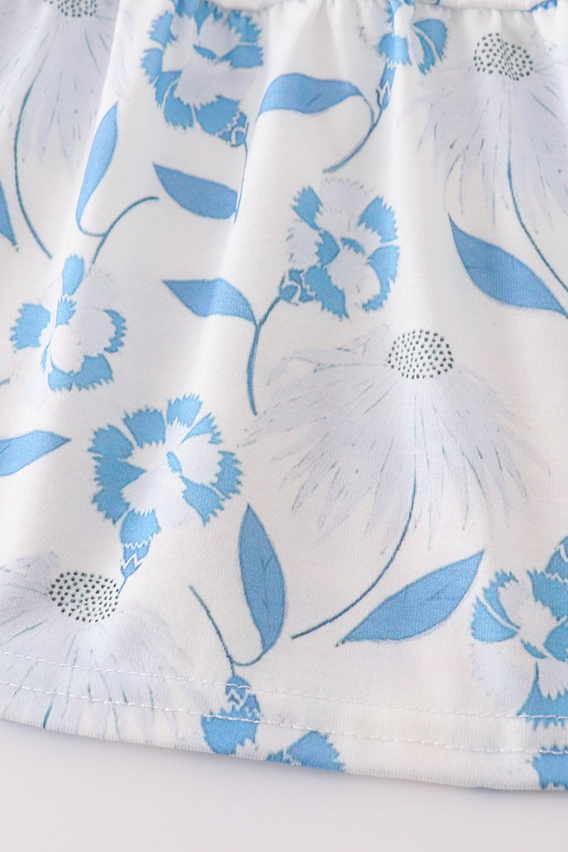 Blue Porcelain Petals print smocked mom&me dress - Ella Jane Lifestyle Boutique