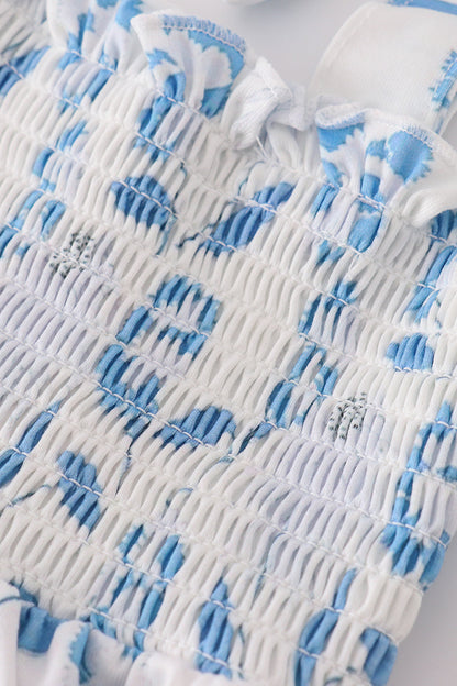 Blue Porcelain Petals print smocked mom&me dress - Ella Jane Lifestyle Boutique