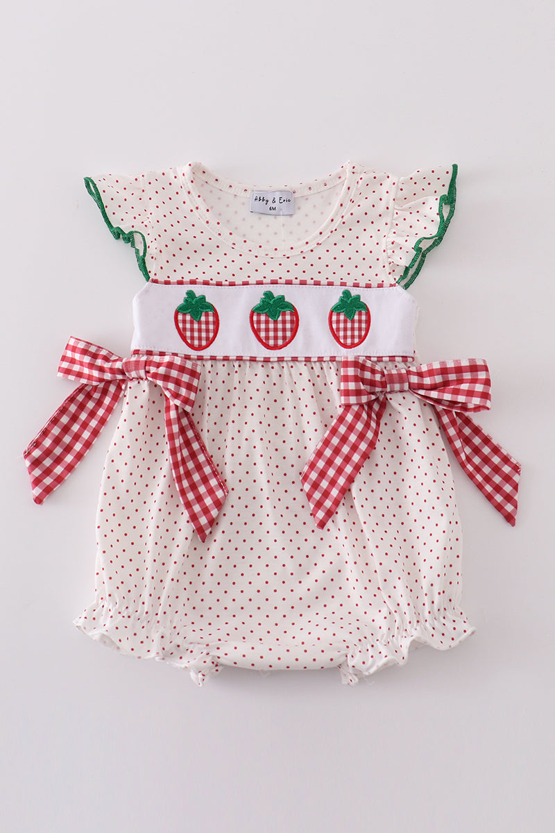 Strawberries applique girl bubble