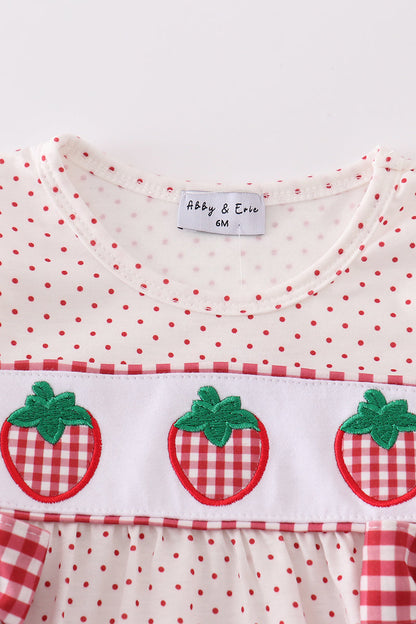 Strawberries applique girl bubble