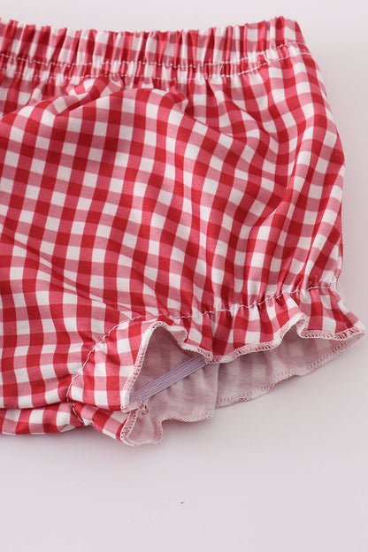 Strawberries applique girl bloomers set
