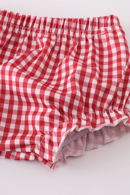 Strawberries applique girl bloomers set
