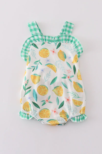 Green lemon pirnt girl bubble - Ella Jane Lifestyle Boutique