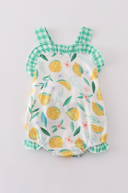 Green lemon pirnt girl bubble - Ella Jane Lifestyle Boutique