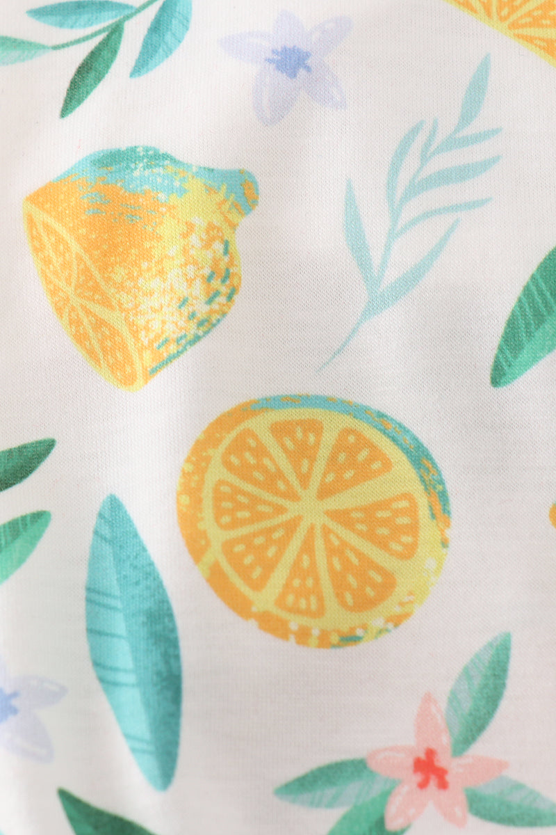 Green lemon pirnt girl bubble - Ella Jane Lifestyle Boutique
