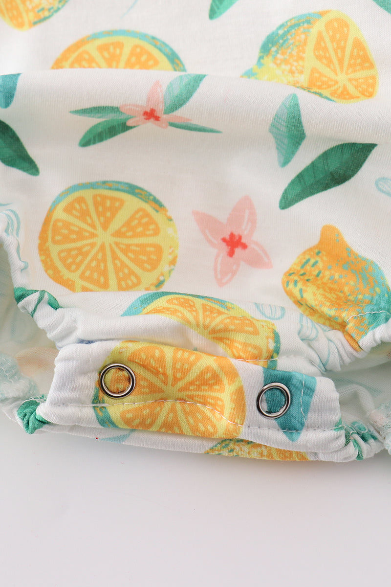 Green lemon pirnt girl bubble - Ella Jane Lifestyle Boutique