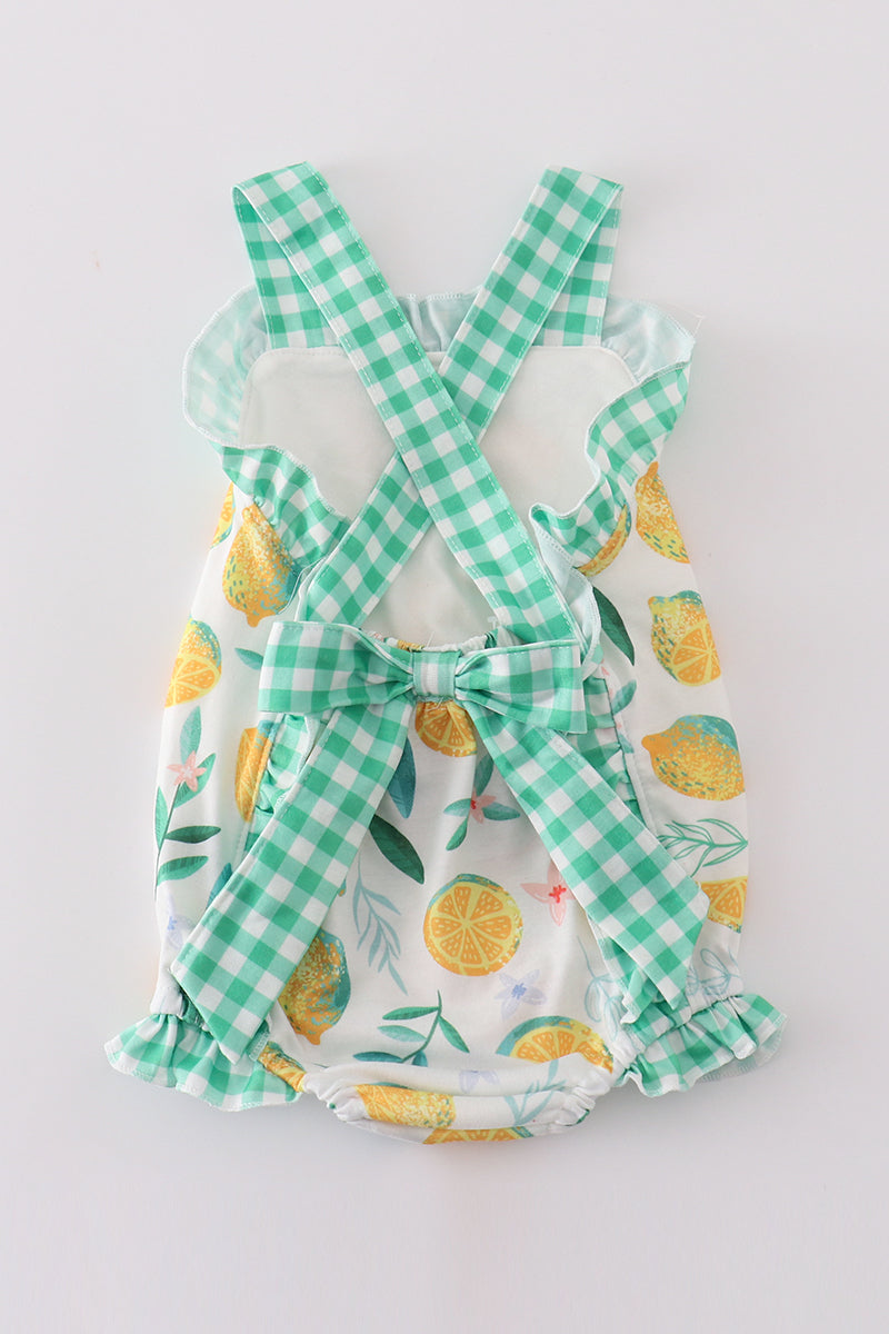 Green lemon pirnt girl bubble - Ella Jane Lifestyle Boutique