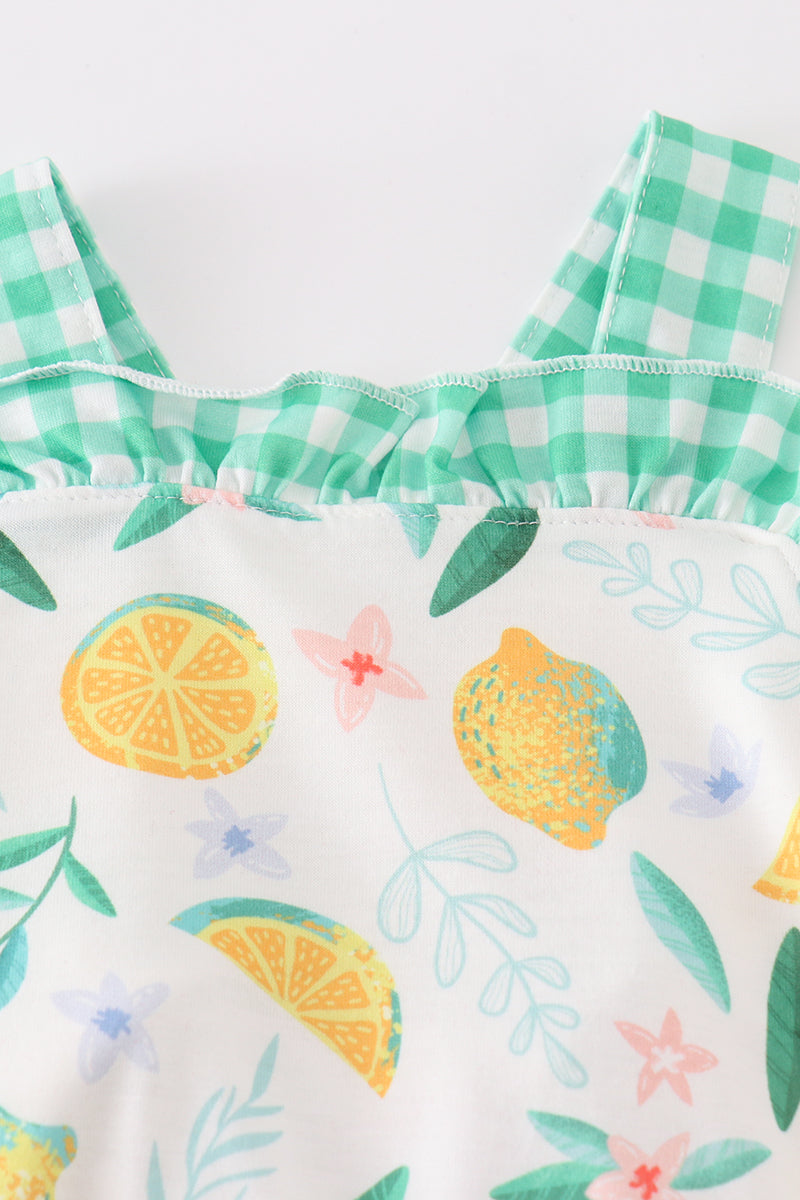 Green lemon pirnt girl bubble - Ella Jane Lifestyle Boutique
