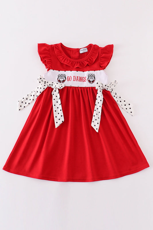 Red go dawgs embroidery dress - Ella Jane Lifestyle Boutique