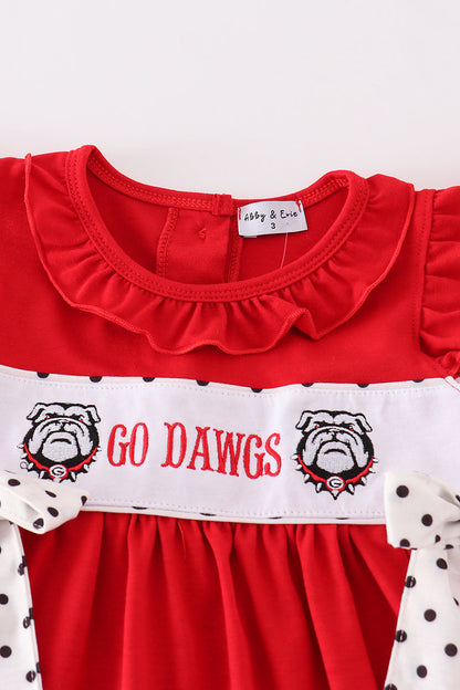 Red go dawgs embroidery dress - Ella Jane Lifestyle Boutique