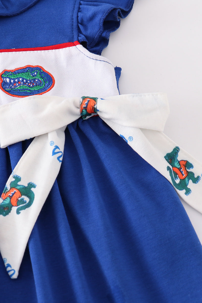 Blue gators embroidery girl dress - Ella Jane Lifestyle Boutique