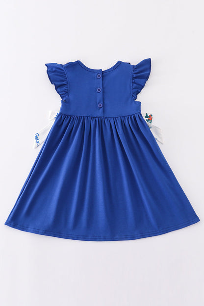 Blue gators embroidery girl dress - Ella Jane Lifestyle Boutique